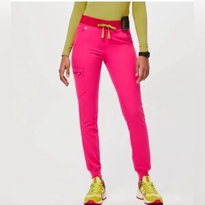 FIGS Elastic Waist  Jogger Scrub Pants Hot Pink Neon XS Medical Athletic Stretch